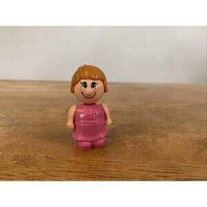 Vintage 1980's Happy Folks Little Brunette Girl With Freckles In Pink Dress Rare